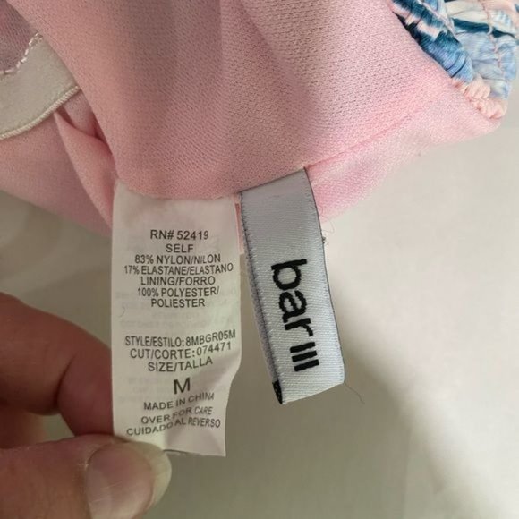 Bar111 ladies one Piece swimsuit pink and blue tropical print size medium M - Picture 5 of 8